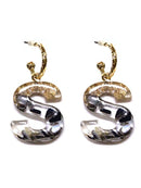 KE8160 Assorted 16 Piece Black Acrylic Initial Dangle Earring Pack - MiMi Wholesale