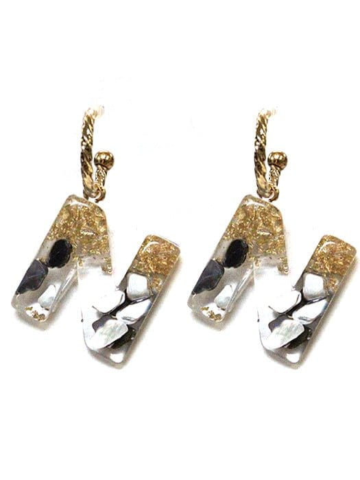 KE8160 Assorted 16 Piece Black Acrylic Initial Dangle Earring Pack - MiMi Wholesale