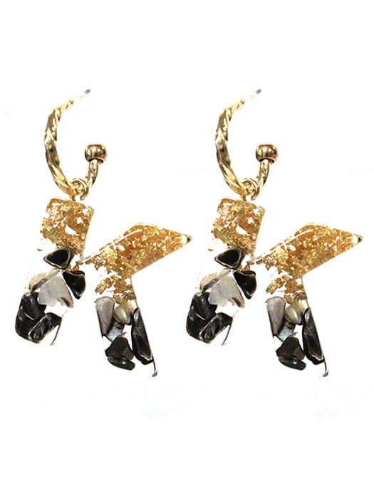 KE8160 Assorted 16 Piece Black Acrylic Initial Dangle Earring Pack - MiMi Wholesale
