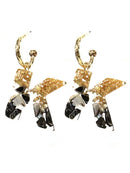 KE8160 Assorted 16 Piece Black Acrylic Initial Dangle Earring Pack - MiMi Wholesale