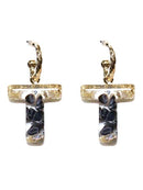 KE8160 Assorted 16 Piece Black Acrylic Initial Dangle Earring Pack - MiMi Wholesale