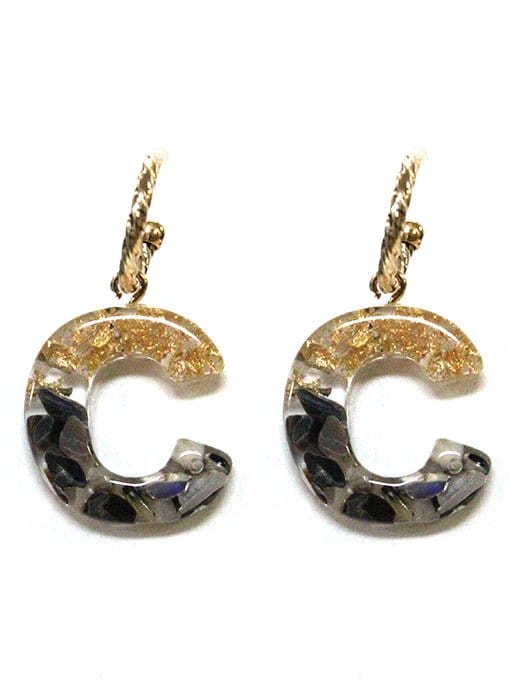 KE8160 Assorted 16 Piece Black Acrylic Initial Dangle Earring Pack - MiMi Wholesale
