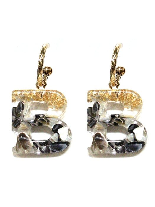 KE8160 Assorted 16 Piece Black Acrylic Initial Dangle Earring Pack - MiMi Wholesale