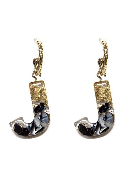 KE8160 Assorted 16 Piece Black Acrylic Initial Dangle Earring Pack - MiMi Wholesale