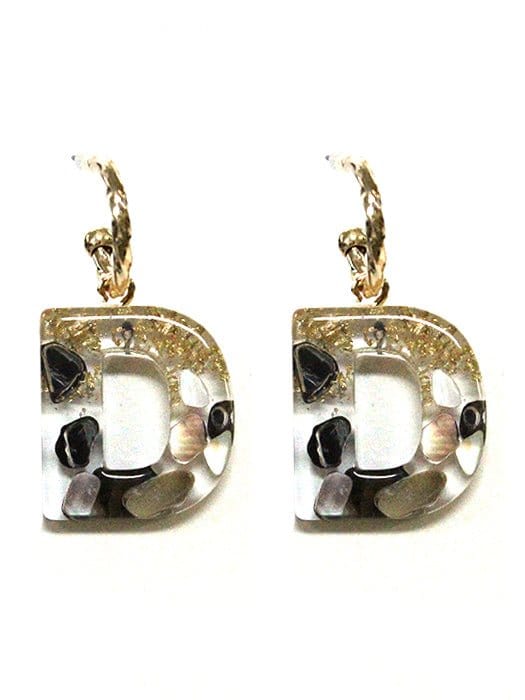 KE8160 Assorted 16 Piece Black Acrylic Initial Dangle Earring Pack - MiMi Wholesale