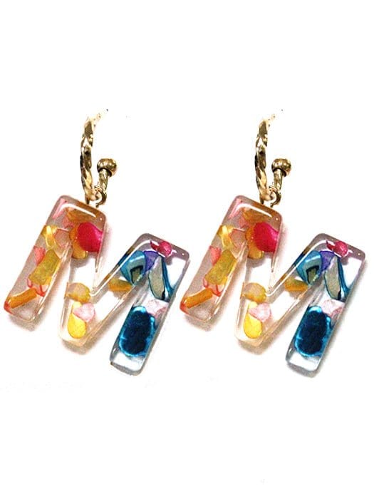 KE8161 Assorted 16 Piece Rainbow Acrylic Initial Dangle Earring Pack - MiMi Wholesale