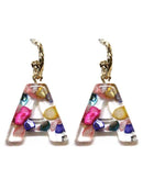 KE8161 Assorted 16 Piece Rainbow Acrylic Initial Dangle Earring Pack - MiMi Wholesale