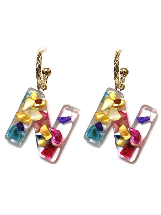 KE8161 Assorted 16 Piece Rainbow Acrylic Initial Dangle Earring Pack - MiMi Wholesale