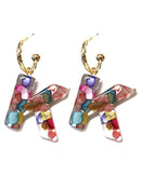 KE8161 Assorted 16 Piece Rainbow Acrylic Initial Dangle Earring Pack - MiMi Wholesale