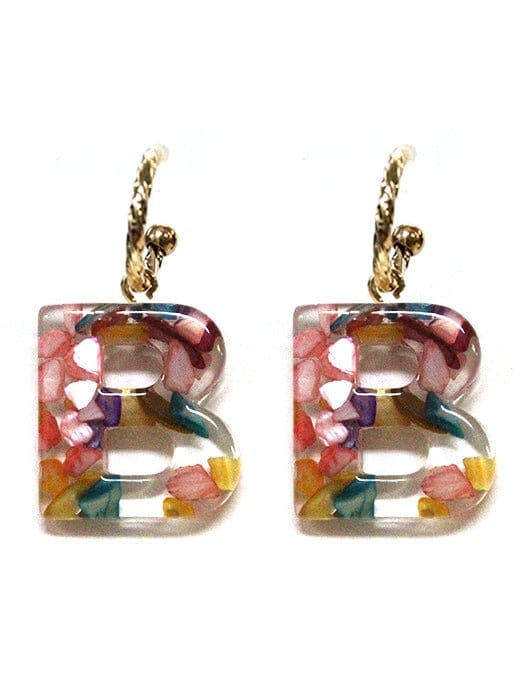 KE8161 Assorted 16 Piece Rainbow Acrylic Initial Dangle Earring Pack - MiMi Wholesale