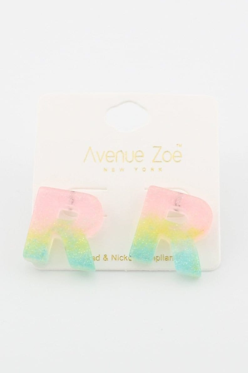 KE8189 Assorted 16 Piece Ombre Acrylic Initial Stud Earring Pack - MiMi Wholesale