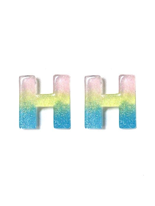 KE8189 Assorted 16 Piece Ombre Acrylic Initial Stud Earring Pack - MiMi Wholesale