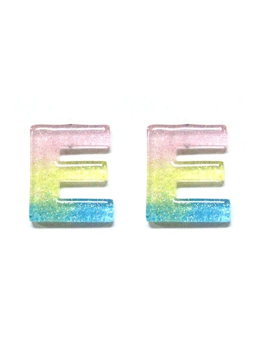 KE8189 Assorted 16 Piece Ombre Acrylic Initial Stud Earring Pack - MiMi Wholesale