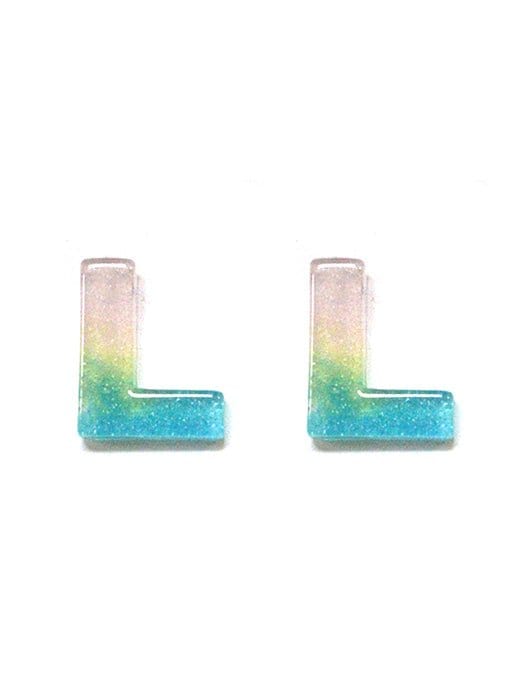 KE8189 Assorted 16 Piece Ombre Acrylic Initial Stud Earring Pack - MiMi Wholesale