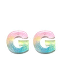 KE8189 Assorted 16 Piece Ombre Acrylic Initial Stud Earring Pack - MiMi Wholesale