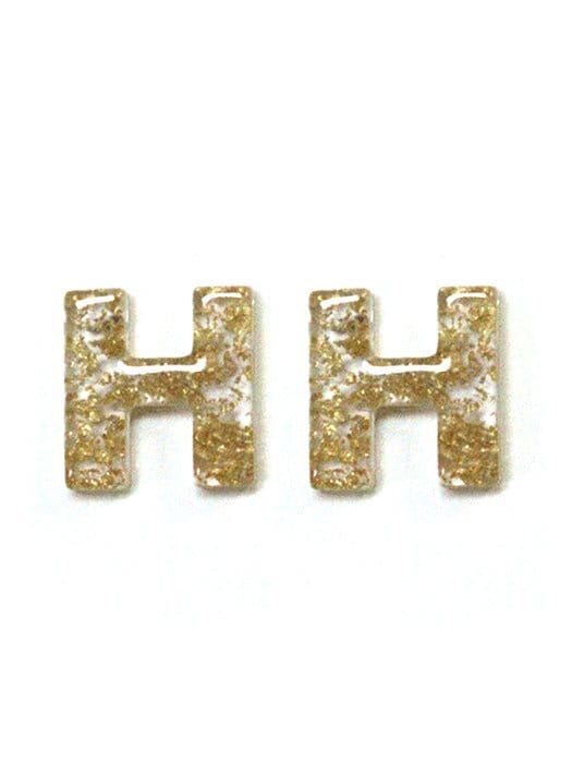 KE8190 Assorted 16 Piece Gold Acrylic Initial Stud Earring Pack - MiMi Wholesale