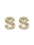 KE8190 Assorted 16 Piece Gold Acrylic Initial Stud Earring Pack - MiMi Wholesale