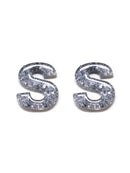 KE8191 Assorted 16 Piece Silver Acrylic Initial Stud Earring Pack - MiMi Wholesale
