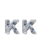 KE8191 Assorted 16 Piece Silver Acrylic Initial Stud Earring Pack - MiMi Wholesale