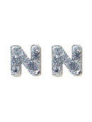 KE8191 Assorted 16 Piece Silver Acrylic Initial Stud Earring Pack - MiMi Wholesale