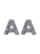 KE8191 Assorted 16 Piece Silver Acrylic Initial Stud Earring Pack - MiMi Wholesale
