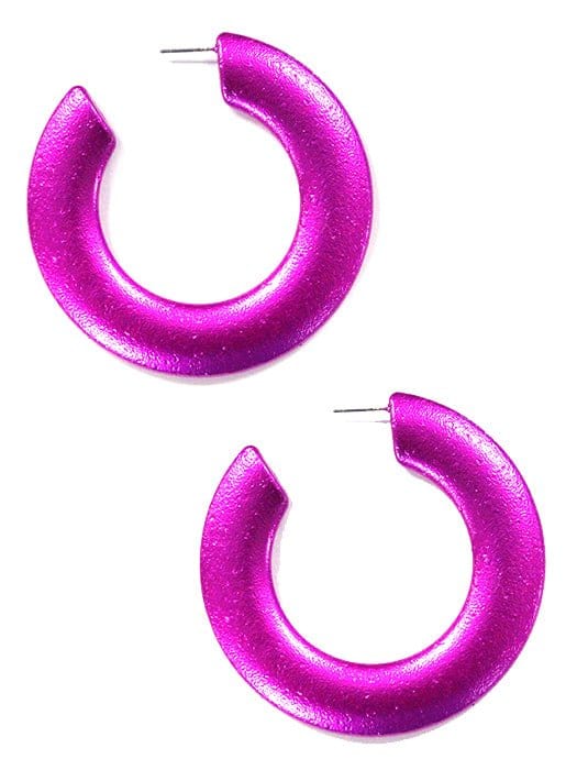 KE8534 Fuchsia C Shaped Hoop Earrings - MiMi Wholesale