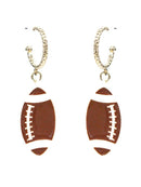 KE8724 Small Dangle Football Hoop Earrings - MiMi Wholesale