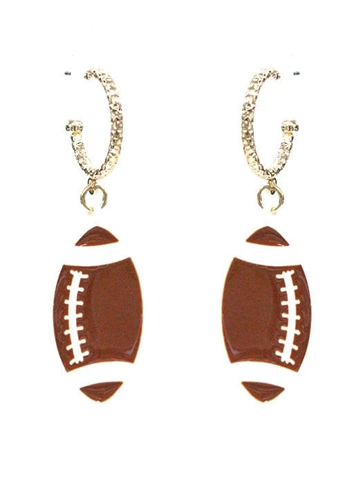 KE8724 Small Dangle Football Hoop Earrings - MiMi Wholesale