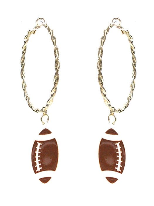 KE8727 Large Dangle Football Hoop Earrings - MiMi Wholesale