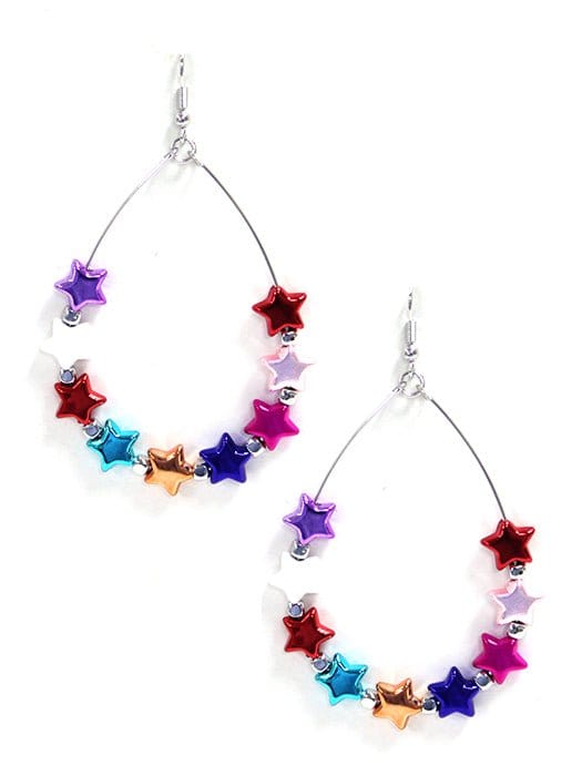 KE8816 Teardrop Star Hoop Earrings - MiMi Wholesale