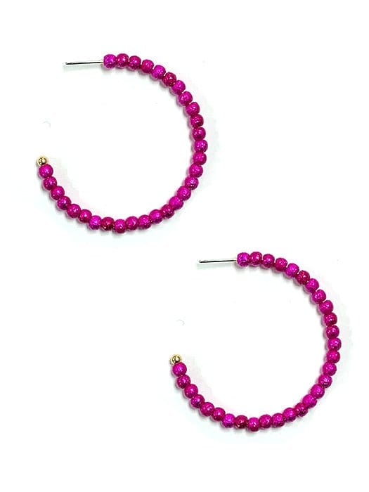 KE8831 Neptune Beaded C Shape Hoop Earrings - MiMi Wholesale