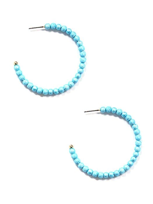 KE8831 Neptune Beaded C Shape Hoop Earrings - MiMi Wholesale