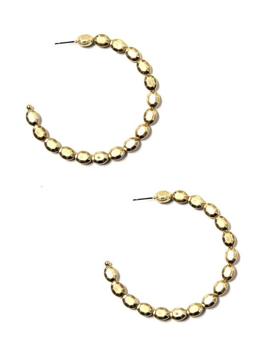 KE8854 Casey Beaded C Shape Hoop Earrings - MiMi Wholesale