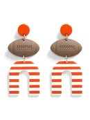 KE9002 Football Horseshoe Dangle Earrings - MiMi Wholesale