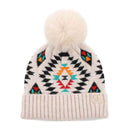 KIDS3001 Kids Aztec Pattern Pom Pom Beanie - MiMi Wholesale