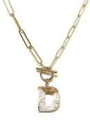 KN8165 Assorted 16 Piece Gold Acrylic Initial Toggle Chain Necklace Pack - MiMi Wholesale