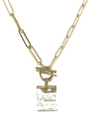 KN8165 Assorted 16 Piece Gold Acrylic Initial Toggle Chain Necklace Pack - MiMi Wholesale