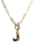 KN8166 Assorted 16 Piece Black Acrylic Initial Toggle Chain Necklace Pack - MiMi Wholesale