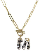 KN8166 Assorted 16 Piece Black Acrylic Initial Toggle Chain Necklace Pack - MiMi Wholesale