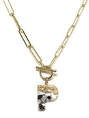 KN8166 Assorted 16 Piece Black Acrylic Initial Toggle Chain Necklace Pack - MiMi Wholesale