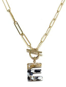 KN8166 Assorted 16 Piece Black Acrylic Initial Toggle Chain Necklace Pack - MiMi Wholesale