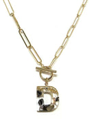 KN8166 Assorted 16 Piece Black Acrylic Initial Toggle Chain Necklace Pack - MiMi Wholesale