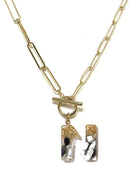 KN8166 Assorted 16 Piece Black Acrylic Initial Toggle Chain Necklace Pack - MiMi Wholesale