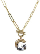 KN8166 Assorted 16 Piece Black Acrylic Initial Toggle Chain Necklace Pack - MiMi Wholesale