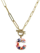 KN8167 Assorted 16 Piece Rainbow Acrylic Initial Toggle Chain Necklace Pack - MiMi Wholesale