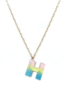 KN8192 Assorted 16 Piece Ombre Acrylic Initial Necklace Pack - MiMi Wholesale