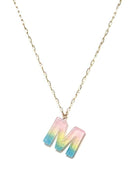 KN8192 Assorted 16 Piece Ombre Acrylic Initial Necklace Pack - MiMi Wholesale