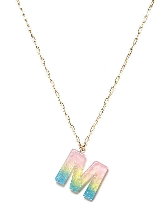 KN8192 Assorted 16 Piece Ombre Acrylic Initial Necklace Pack - MiMi Wholesale