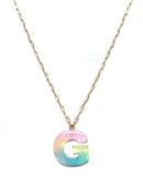 KN8192 Assorted 16 Piece Ombre Acrylic Initial Necklace Pack - MiMi Wholesale