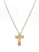 KN8193 Assorted 16 Piece Gold Acrylic Initial Necklace Pack - MiMi Wholesale